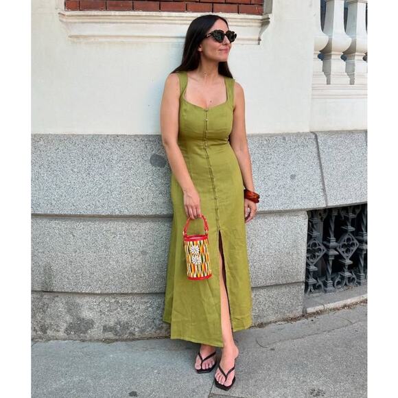 Zara Olive Green Midi Dress - Picture 15 of 15
